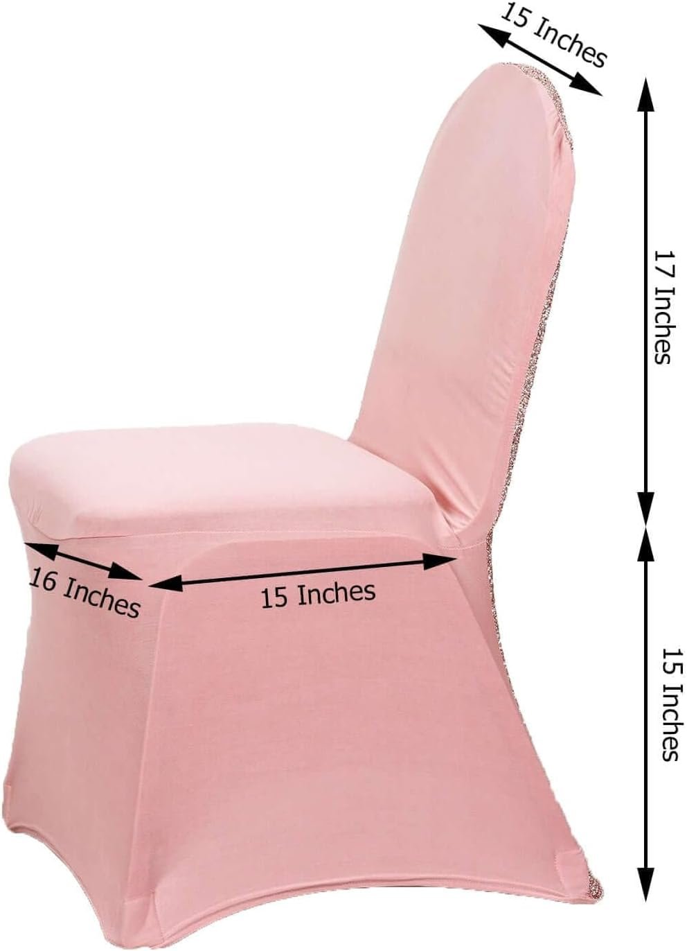 Efavormart Rose Gold Spandex Stretch Banquet Chair Cover with Metallic Glitte Dinning Event Slipcover for Wedding Party Banquet - Image 3