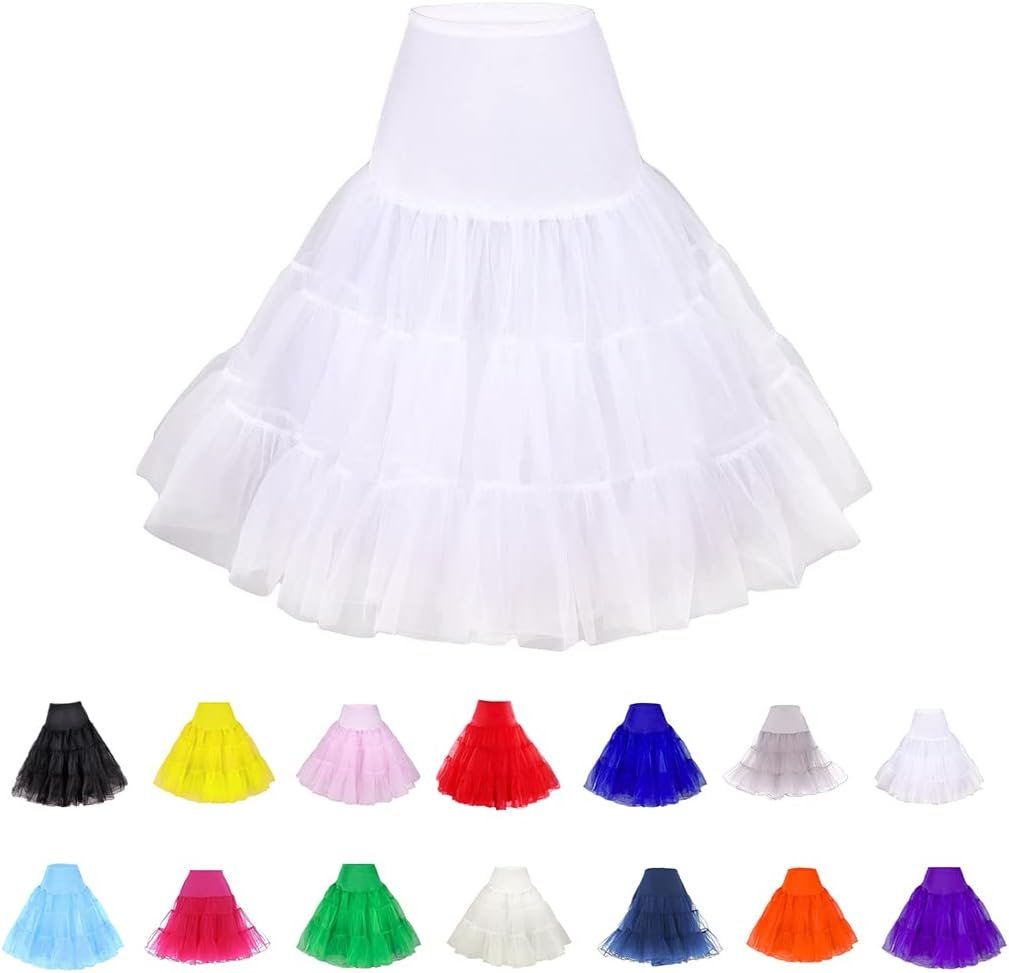 BABYONLINE D.R.E.S.S. Women Crinoline Petticoat for Vintage Dress Short Tutu Slips Underskirt