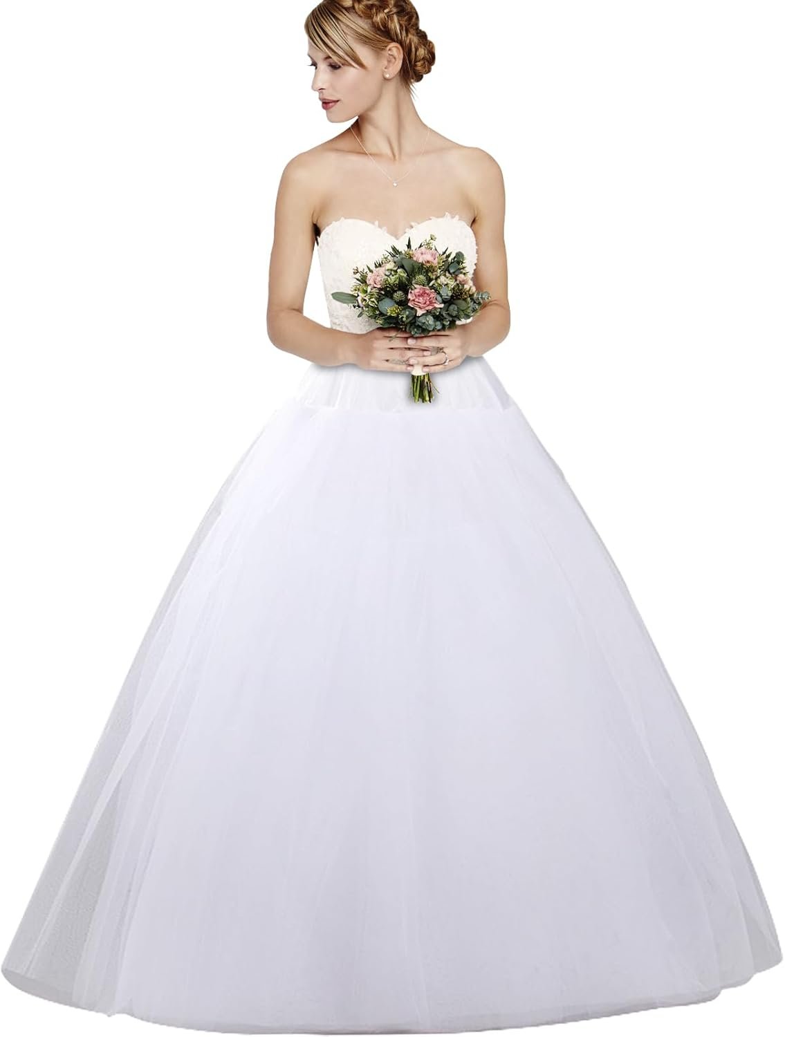 Hoopless Petticoats Crinoline A-line Slips Underskirt for Bridal Gown Floor Length