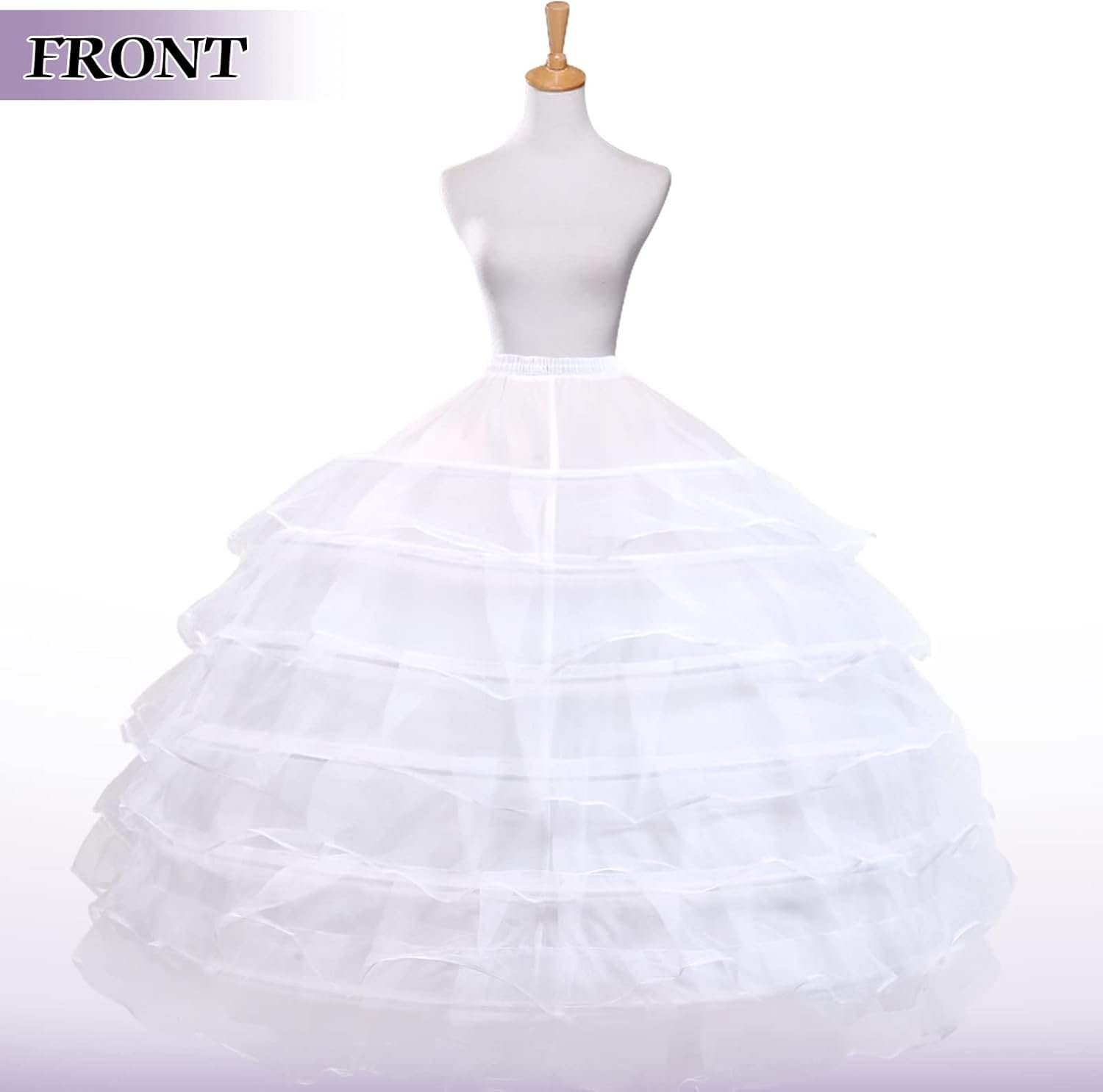 Petticoats for Women 6 Hoop Skirt A line Slip Floor Length Underskirt for Wedding Dress Ball Gown - Image 3