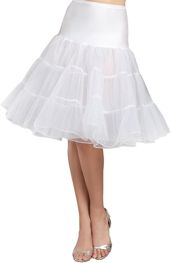 Women's 50s Vintage Rockabilly Petticoat Crinoline Tutu Underskirt 26" Net Tulle Half Slip