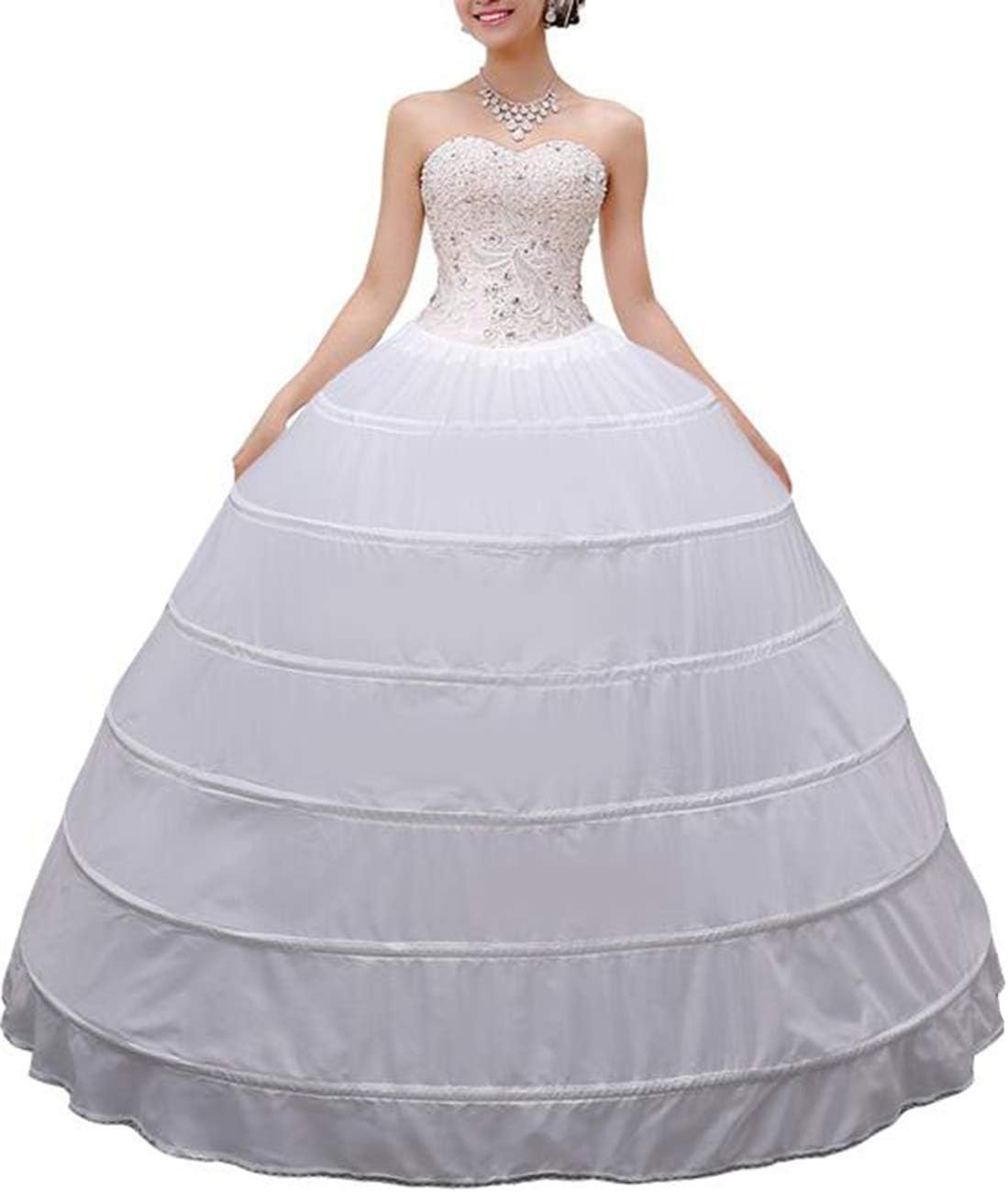 Women Crinoline Petticoat A-line 6 Hoop Skirt Slips Long Underskirt for Wedding Bridal Dress Ball Gown