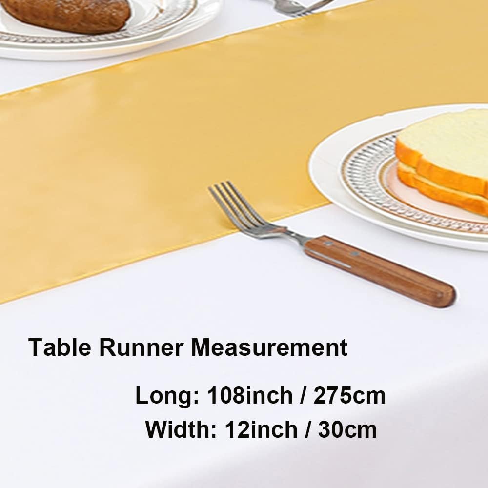 10 Pack Satin Table Runner 12 x 108 inches Long, Ribbon Table Runners Gold for Wedding Parties Birthday Banquet Restaurant Decorations (Gold, 10 Pieces) - Image 5