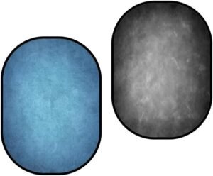 Kate Collapsible Backdrop Pop Up Photo Backdrops Gray Blue Folded Background for Portrait Photography, for Video, for Live Stream, 5×6.5ft