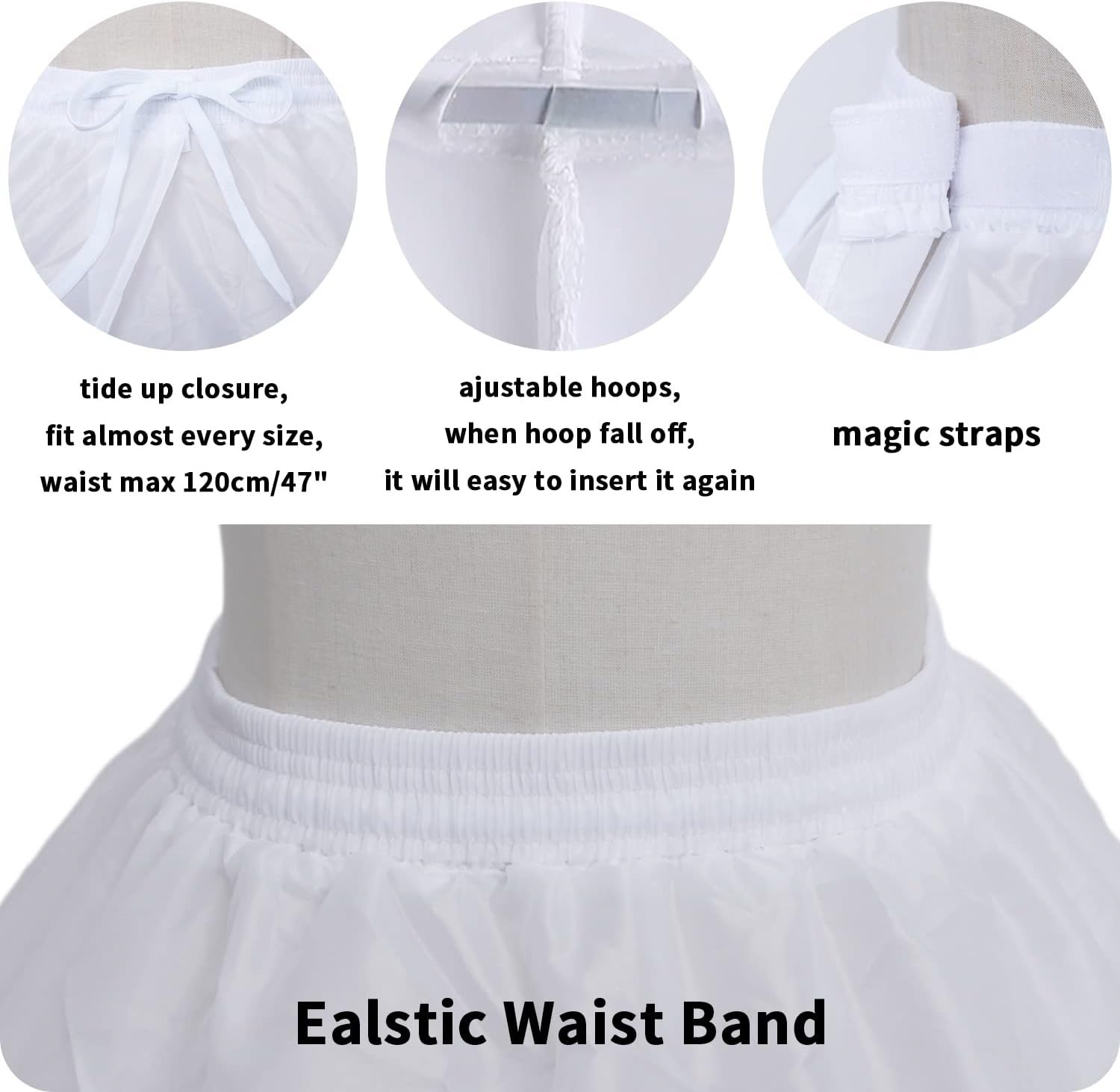 Women Crinoline Petticoat A-line 6 Hoop Skirt Slips Long Underskirt for Wedding Bridal Dress Ball Gown - Image 4