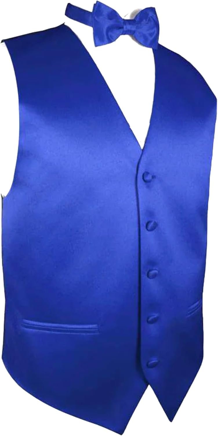 Men's Solid Formal Waistcoat Tuxedo Dress Vest Bow Tie Set for Suit or Tuxedo