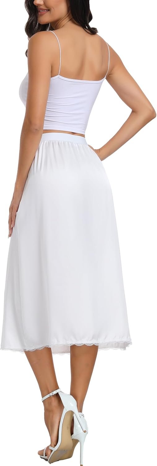 Vlazom Women's Satin Half Slip for Under Dress Long Underskirt Soft Under Slips for Women Under Dresses Size S-XXL - Image 7