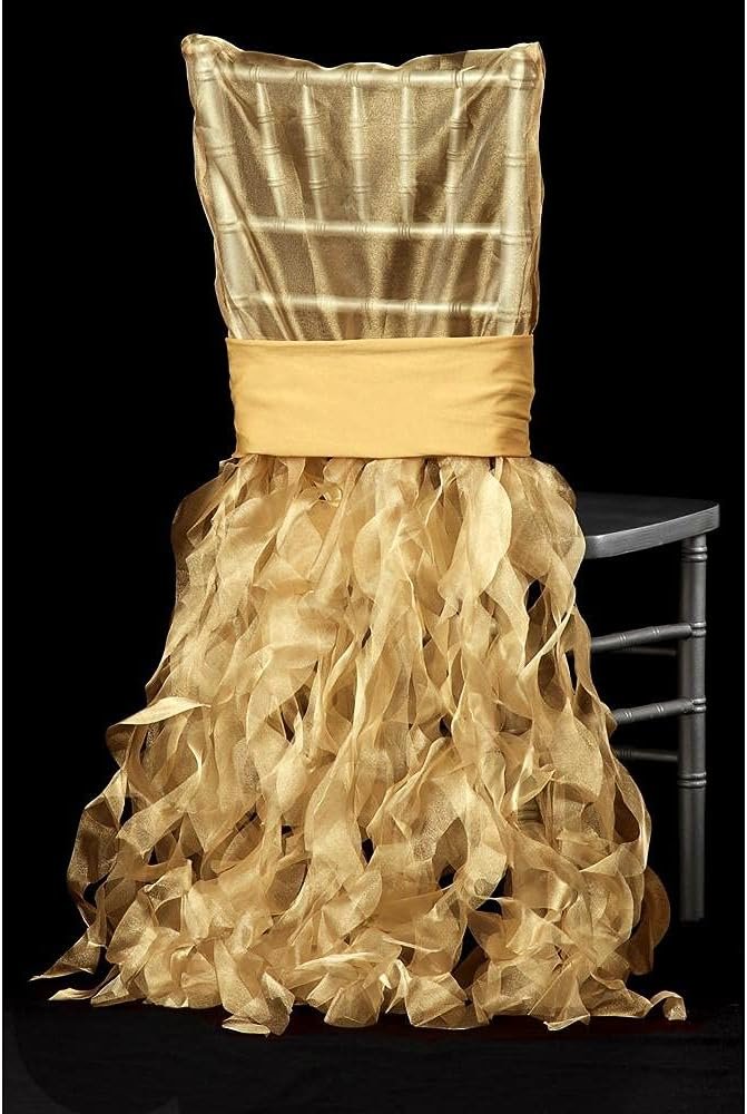 Gold Curly Willow Chiavari Chair Back Slip Cover (1 Count) - Elegant Design, Perfect for Weddings & Special Events - Image 2