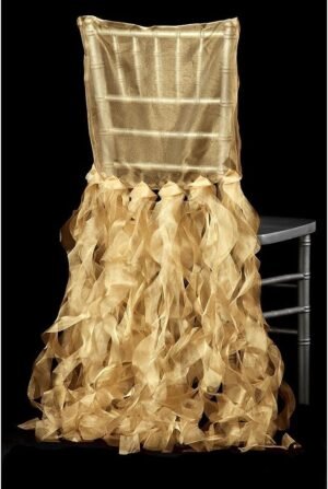 Gold Curly Willow Chiavari Chair Back Slip Cover (1 Count) – Elegant Design, Perfect for Weddings & Special Events