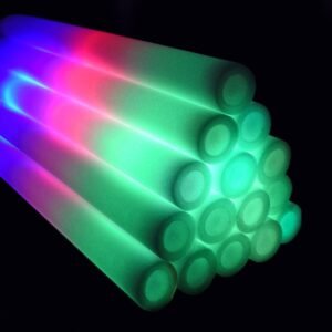 100 LED Party Foam Light Sticks Batons Wand for Wedding, Parties, Birthdays, Guests, Party, DJ, Concerts, Festivals, Events, Promotions Bulk Party Favors 3 Color Lighting Modes Batteries