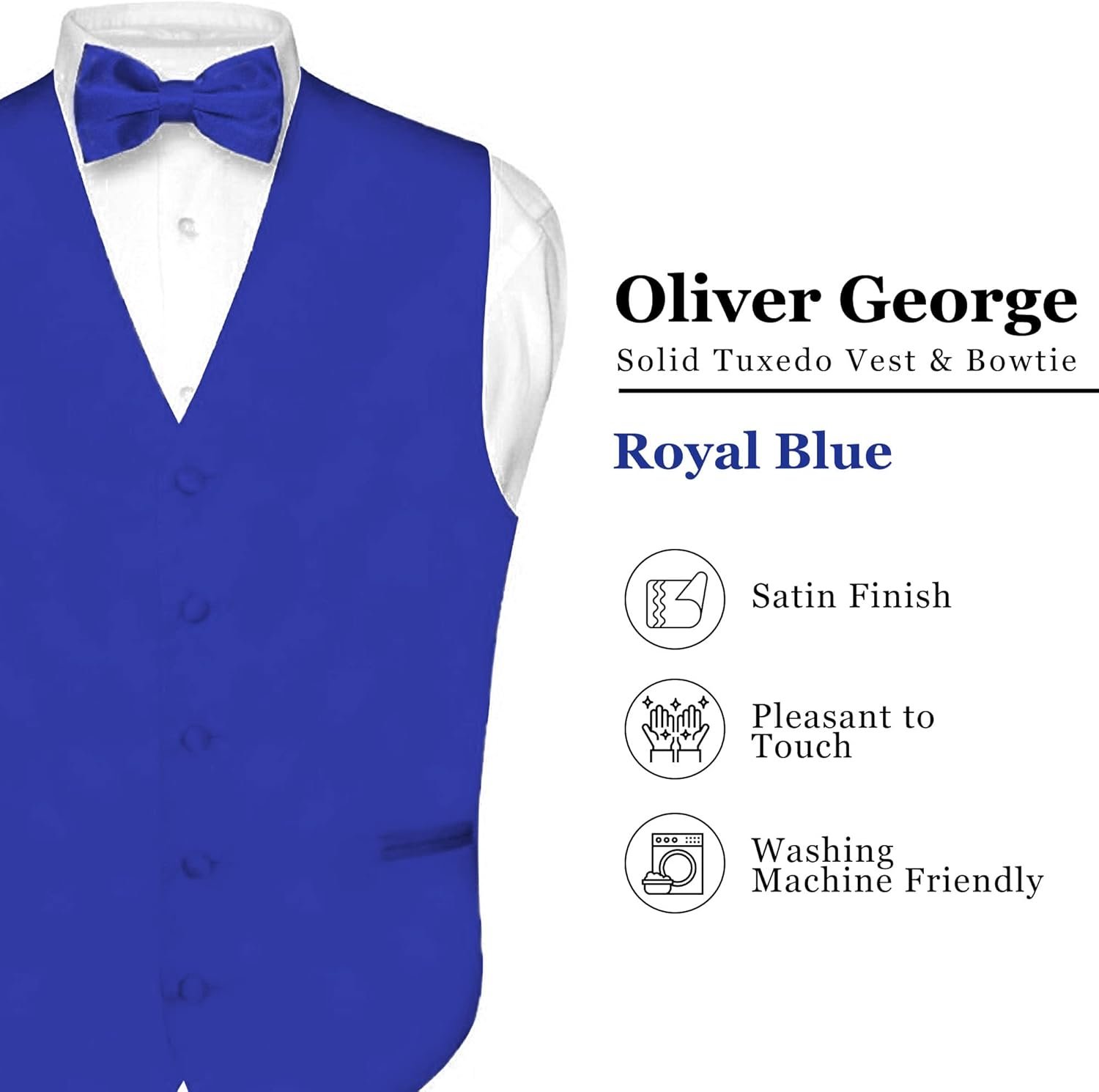 Men's Solid Formal Waistcoat Tuxedo Dress Vest Bow Tie Set for Suit or Tuxedo - Image 2