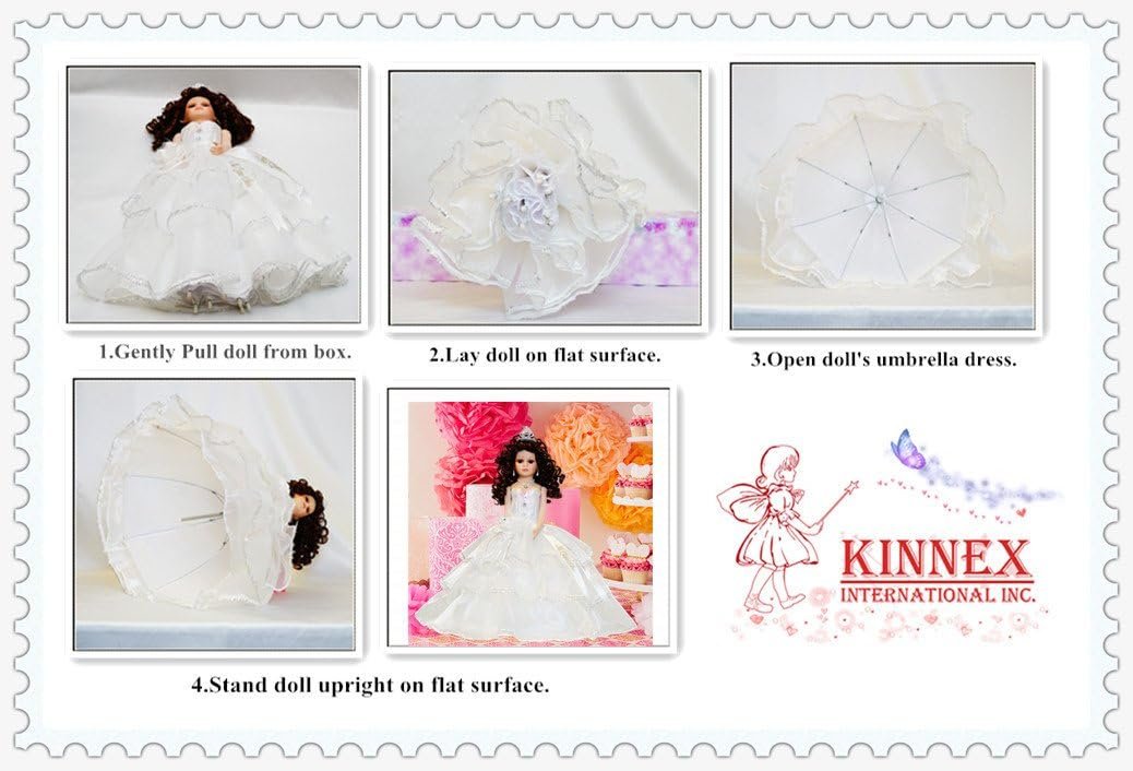 KINNEX COLLECTIONS SINCE 1997 18" Porcelain Quinceanera Umbrella Doll (Quince Anos)~ KK18725-7 ~ (Burgundy) - Image 6
