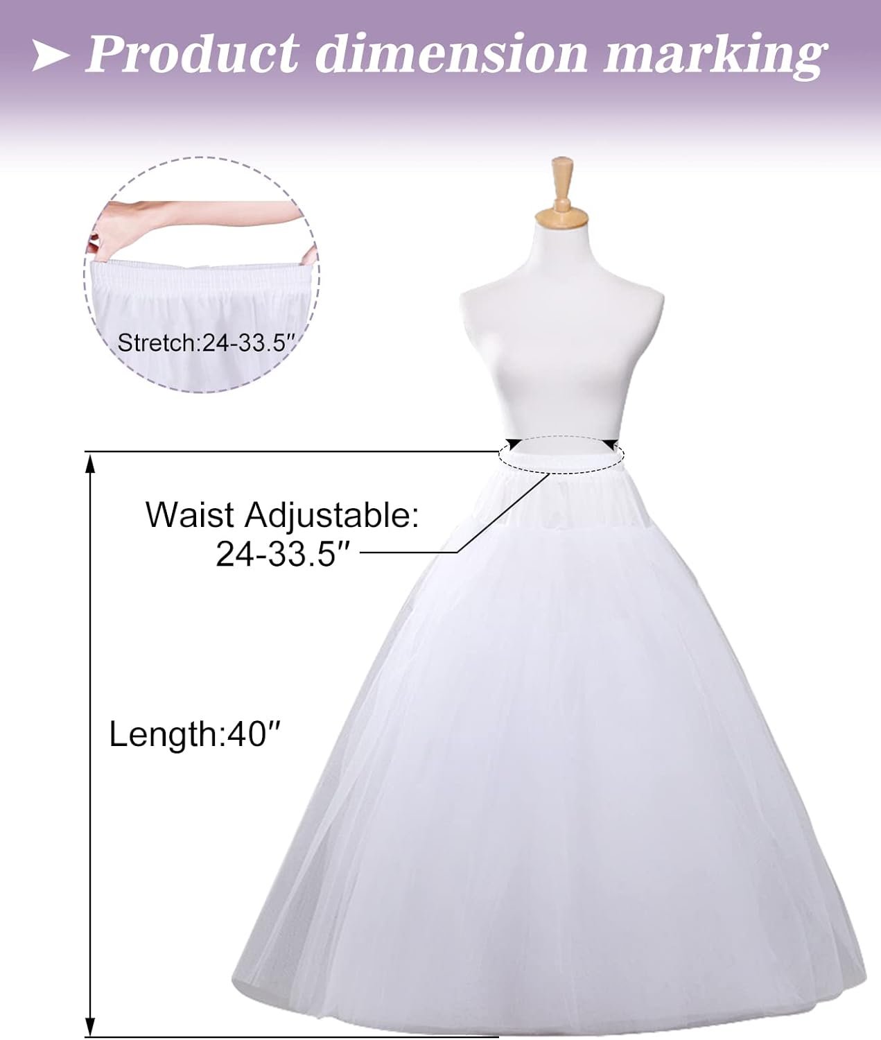 Hoopless Petticoats Crinoline A-line Slips Underskirt for Bridal Gown Floor Length - Image 4