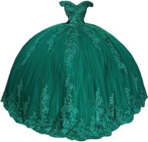 Youjiayi Princess Off Shoulder Quinceanera Dresses Puffy Lace Tulle Sweet 16 Dress with Train Big Bow Long Ball Gowns