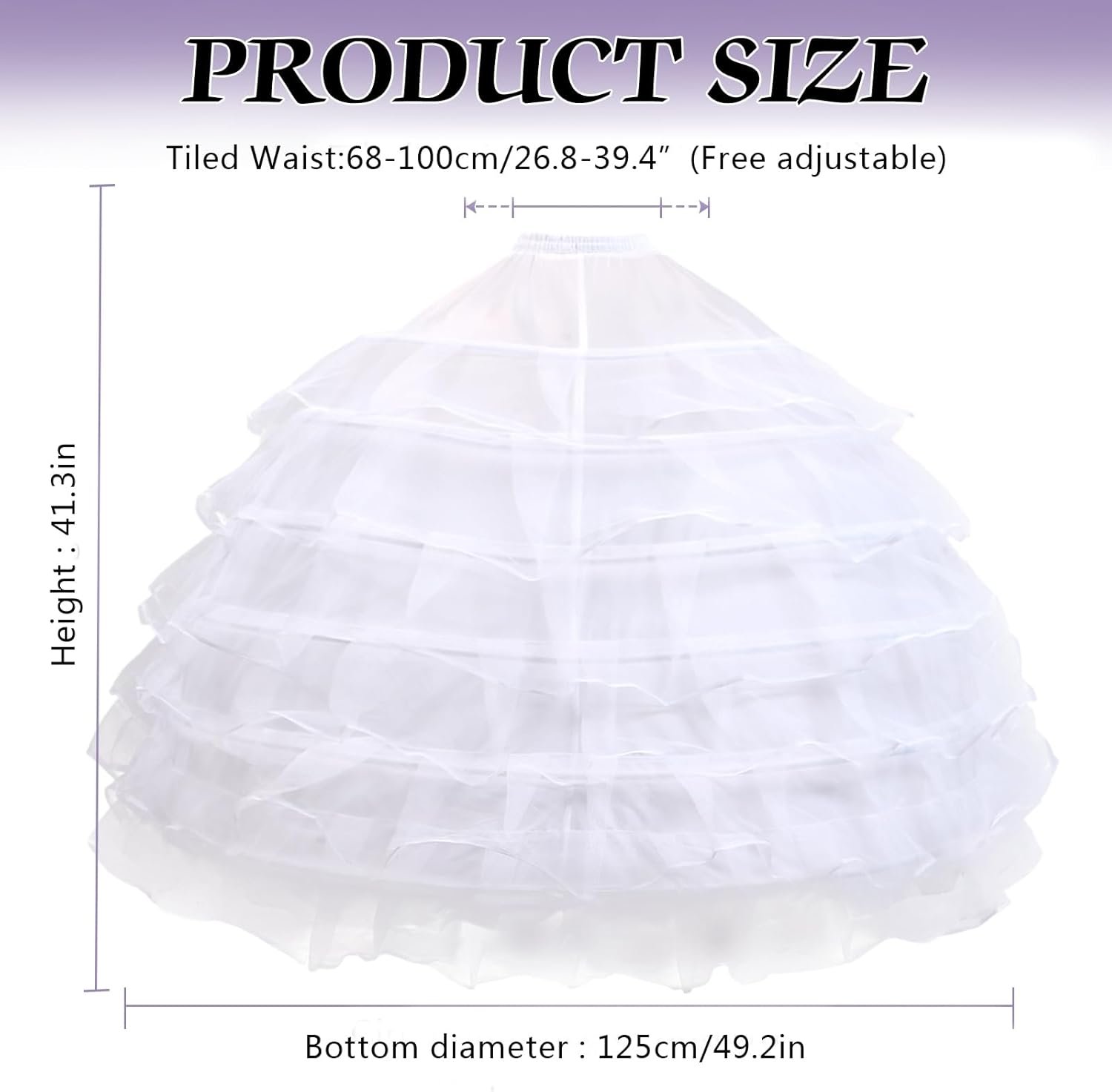 Petticoats for Women 6 Hoop Skirt A line Slip Floor Length Underskirt for Wedding Dress Ball Gown - Image 6