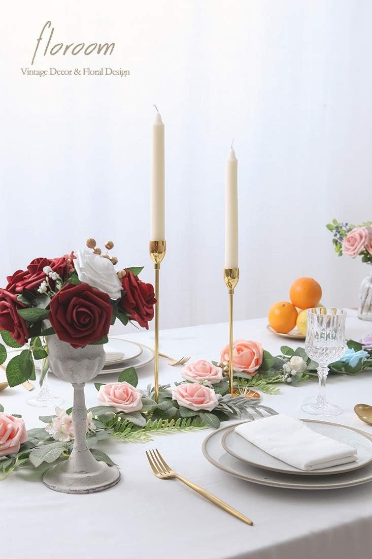 Floroom Artificial Flowers 25pcs Real Looking Blush Foam Fake Roses with Stems for DIY Wedding Bouquets Bridal Shower Centerpieces Party Decorations - Image 6