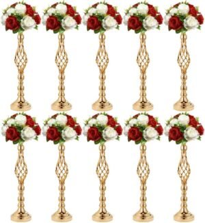 10pcs 20.87Inch Gold Centerpieces for Tables Cylinder Vases Gold Wedding Centerpieces for Tables Centerpiece Table Decorations Party Birthday Decor (20.87 Inch 10 pc) (10, 20.87 Inch)