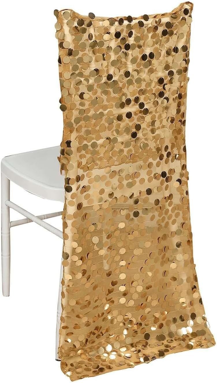 Efavormart Gold Big Payette Sequin Chiavari Chair Slipcover, Wedding Chair Back Cover - Image 7