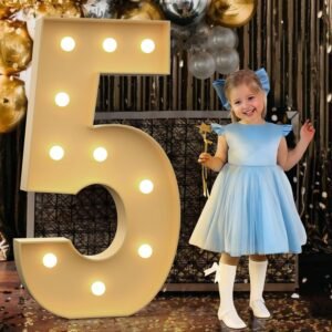 Light up Numbers 5, 4FT DIY Marquee Numbers for 15th 50th Birthday Decor, Mosaic Numbers for Balloons, Marquee Light up Letters for Anniversary Party Decor, Foam Board Kit