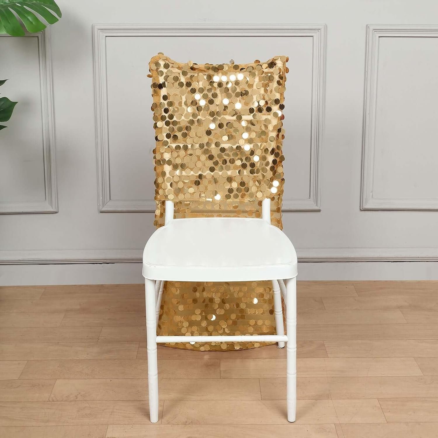 Efavormart Gold Big Payette Sequin Chiavari Chair Slipcover, Wedding Chair Back Cover - Image 8