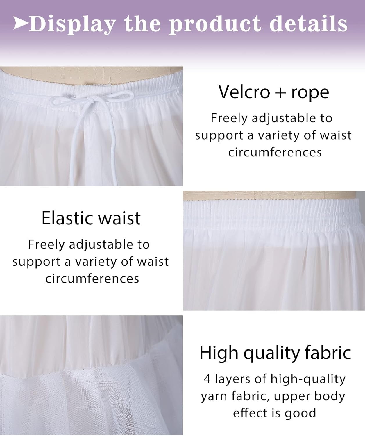Hoopless Petticoats Crinoline A-line Slips Underskirt for Bridal Gown Floor Length - Image 3