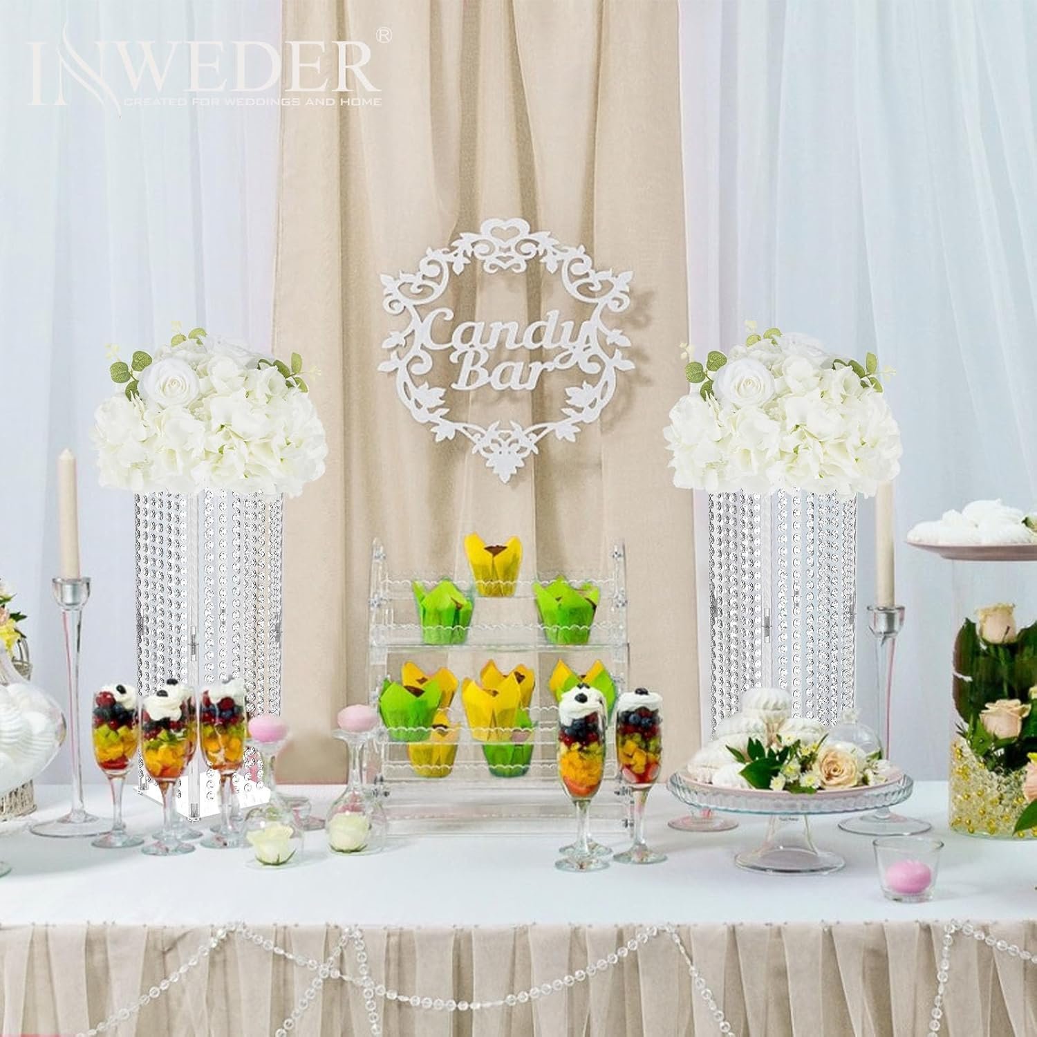 Wedding Flowers Flower Balls for Centerpieces - 2 Pcs Artificial Rose Balls, Small Fake Flower Ball, Silk Hydrangea Floral Ball, Arrangement Bouquet for Wedding Tables, Party, Home Decor, White - Image 4