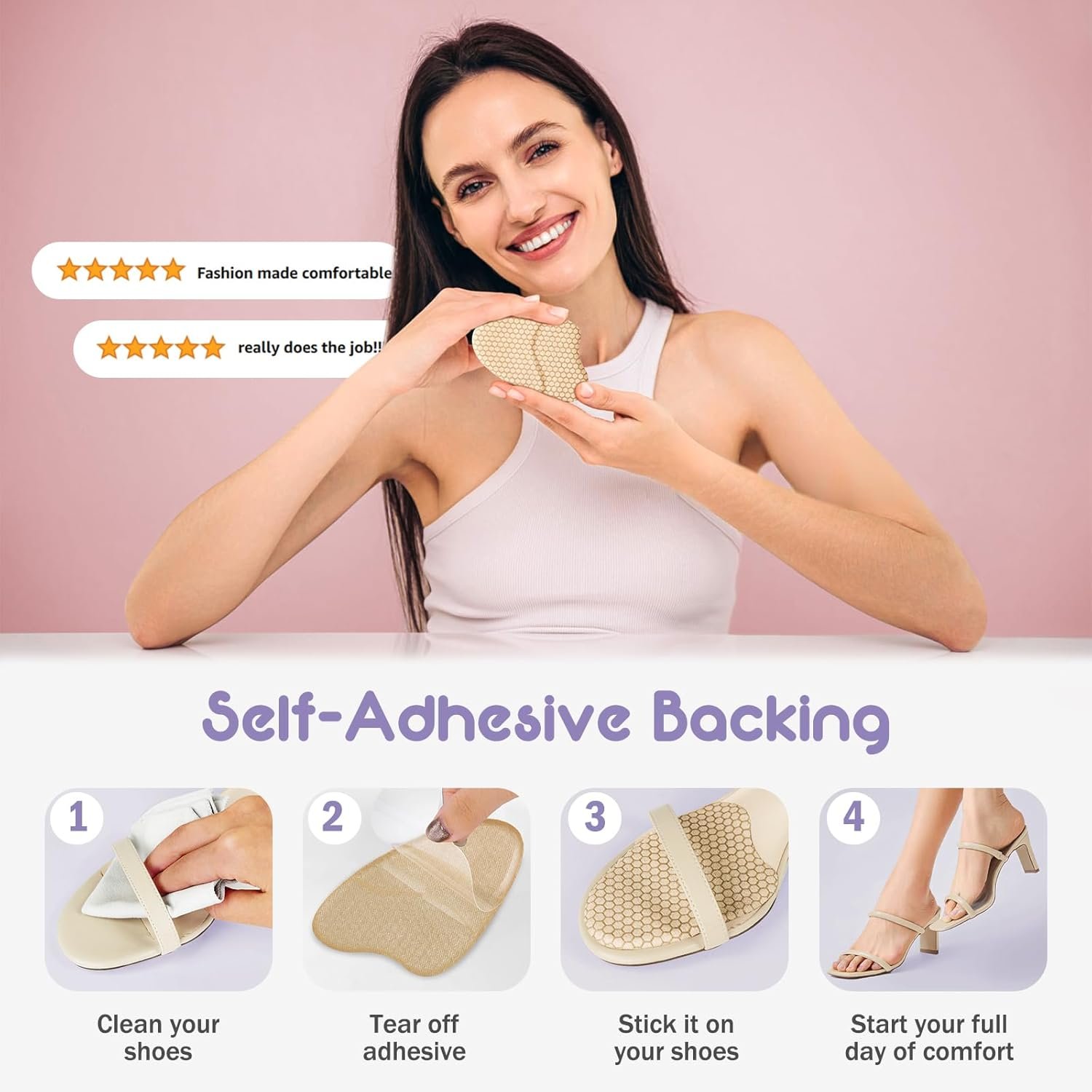 Metatarsal Pads Women, Ball of Foot Cushions for Women, Heel Inserts for Women, Heel Pads for Shoes, (2 Pairs Foot Pads) High Heel Comfort Pads, Anti Slip, Invisible Design - Image 5