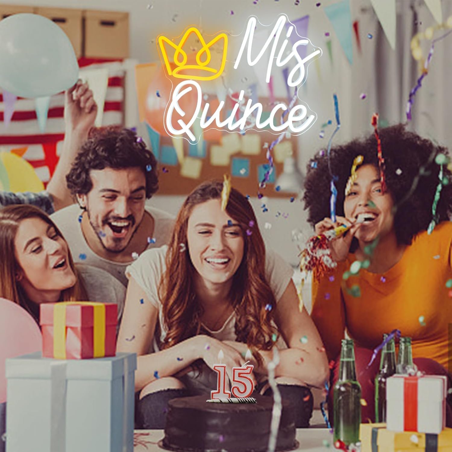 Mis Quince Neon Sign, LED Mis Quinceanera Neon Sign with Crown, Dimmable Mis Xv Neon Sign Light, Mis 15 Años Letrero Quinceanera Decorations for 15th Birthday Party Girl Kid Christmas Wall Decor - Image 8