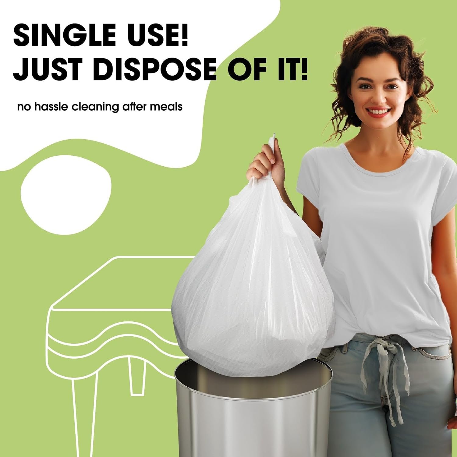 Pureegg Plastic Table Cloth Disposable - 8 Packs, Table Cloth for Retangle Table, 54"x108" Decorative Tablecloth for Parties, Picnics, Camping, Waterproof & Stain-Resistant, White - Image 4