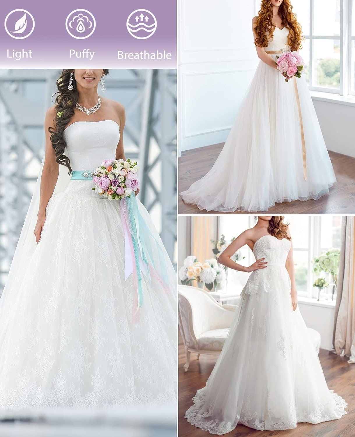 Hoopless Petticoats Crinoline A-line Slips Underskirt for Bridal Gown Floor Length - Image 6