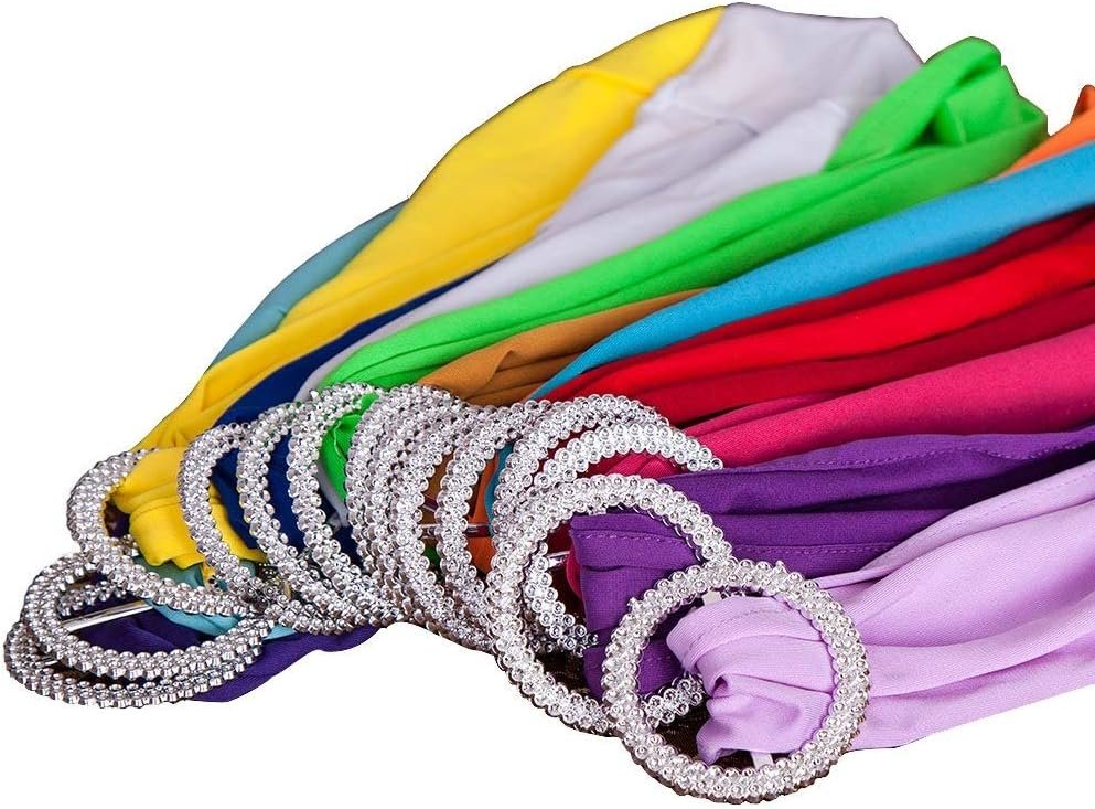 MDS Pack of 50 Spandex Chair Sashes Bow Premium Stretch Chair Cover Band with Buckle Slider Universal fits Elastic Dining Chair Ties for Wedding Party Banquet Events Decoration - Baby Blue - Image 6