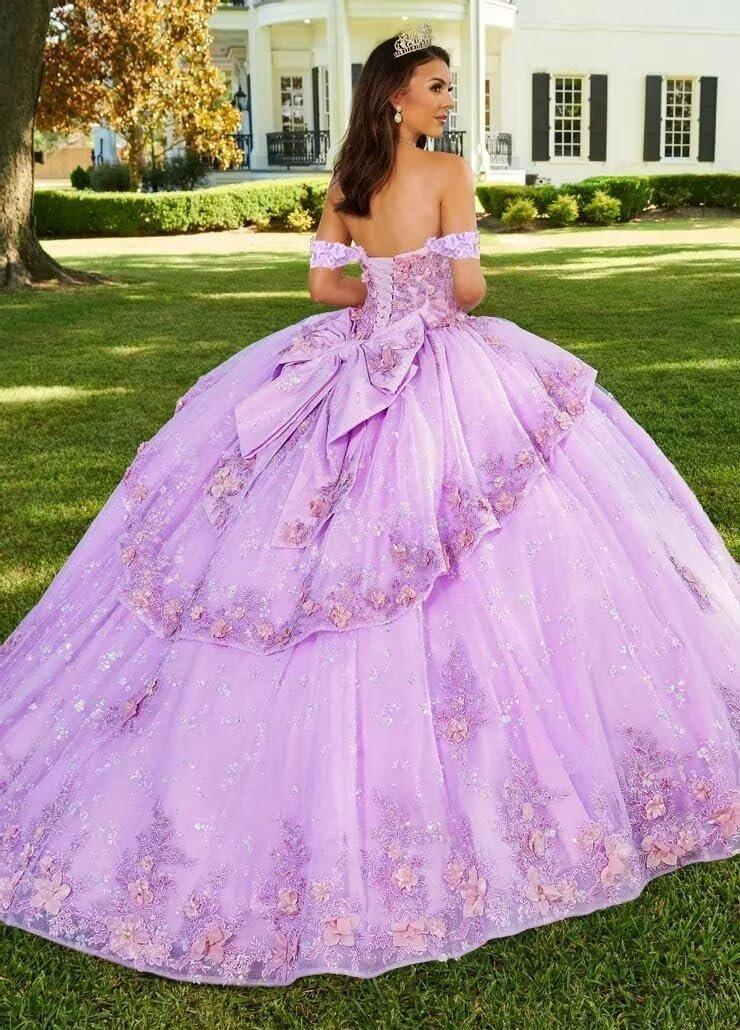 3D Flowers Lace Appliques Quinceanera Dresses Beaded Ruffles Ball Gown Off Shoulder Puffy Tulle Sweet 16 Dresses - Image 2