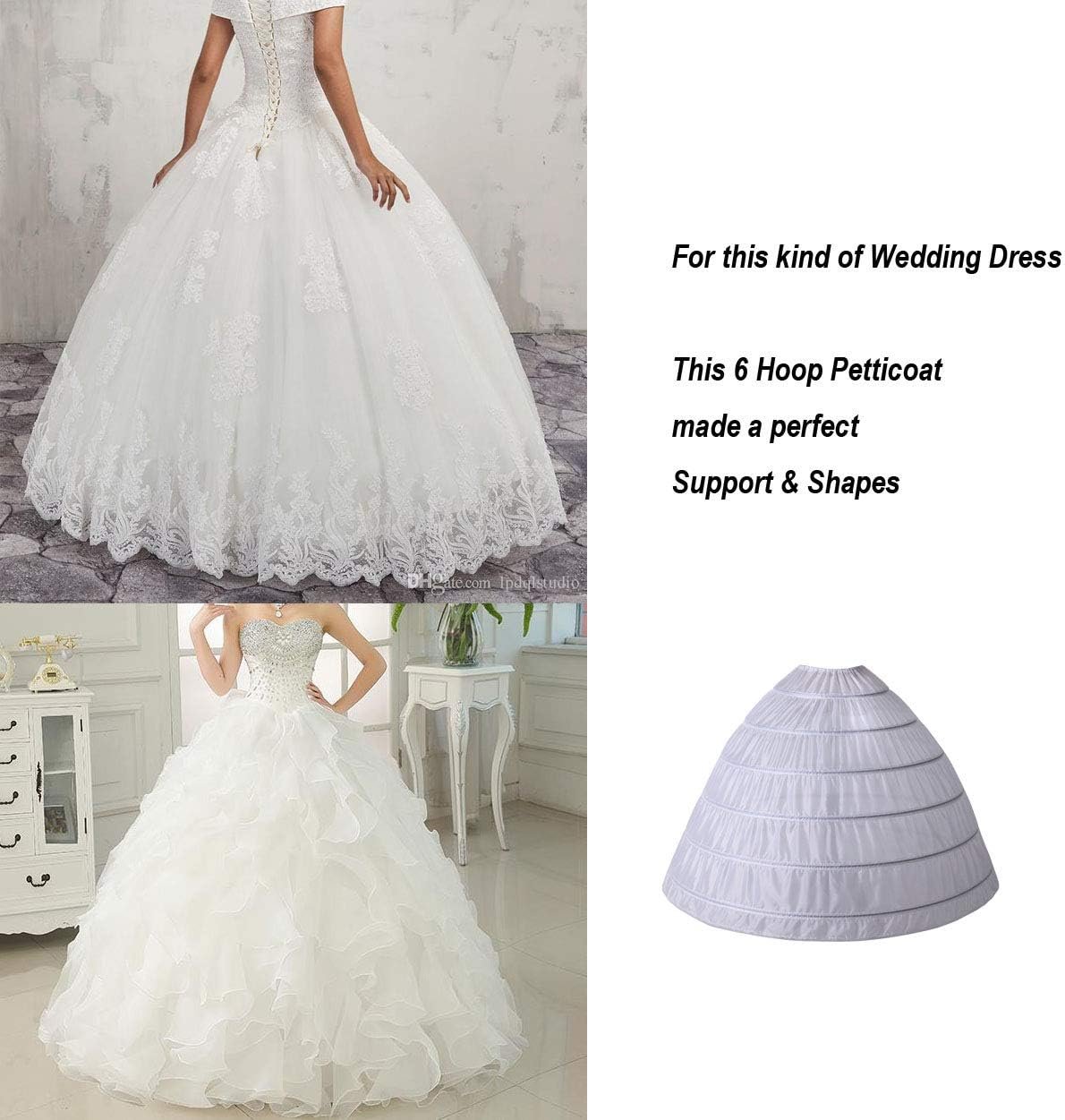 Full A-line 6 Hoop Petticoat for Women Underskirt Slip Crinoline For Bridal Dress PT06 - Image 6