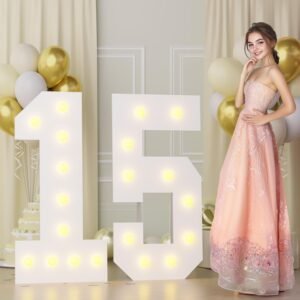 Bugame 4FT 15 Marquee Numbers, Big 15 Light Up Numbers for 15th Birthday Decorations Warm Light Marquee Numbers 4 Feet Tall for Anniversary Party Decor