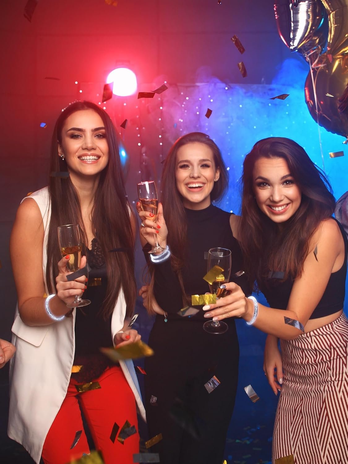 Rtteri 100 Pcs LED Light up Bracelets Bulk Glow Bracelets Party Favors Flashing LED Wristband Glow in the Dark Bracelets for Wedding Birthday Mardi Gras Christmas Carnival Party Supplies (White) - Image 5