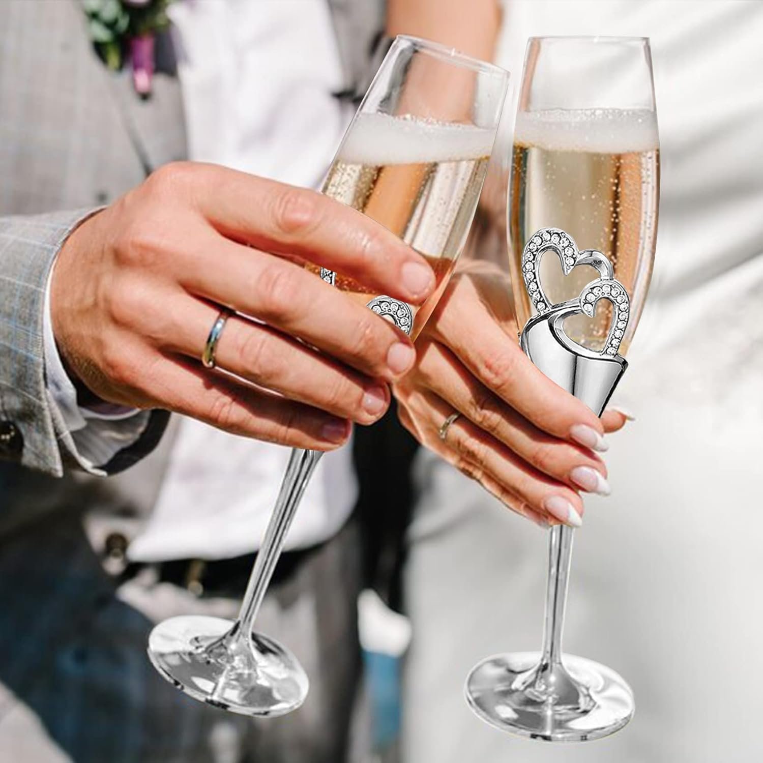 Wedding Cake Knife and Sever Set, Wedding Champagne Flutes and Cake Knife Server Set, Cake Cutting Set for Wedding, Engagement Gfits for Couples - Image 4