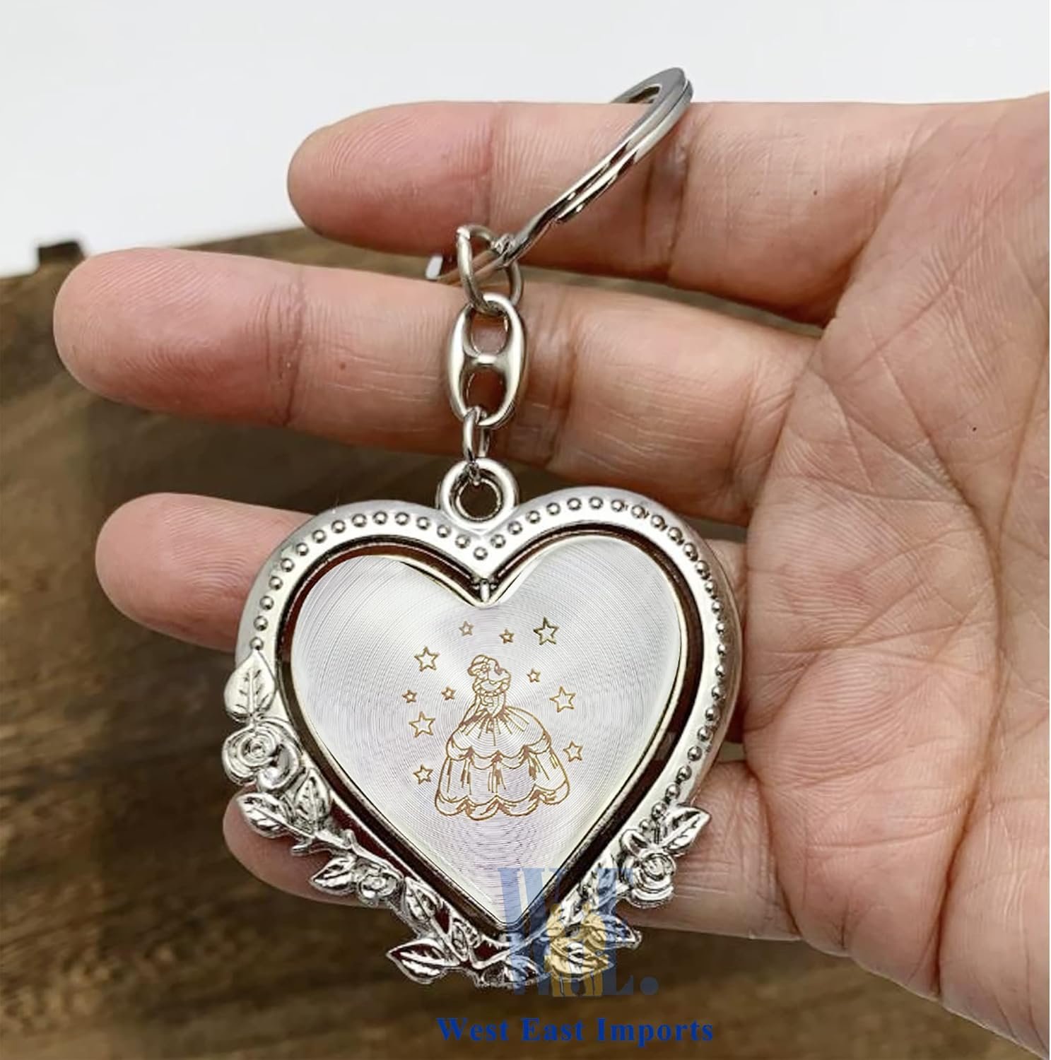 12 pcs Personalized Quinceanera Party Favors Recuerdos para Quinceañera Heart Keychains Sweet 16 Quinceanera (Sil/Gol) - Image 6