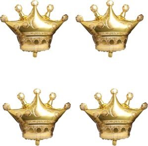 4Pcs Gold Crown Foil Balloons Decorations.Wedding Bridal Shower Marriage Engagement Party Supplies