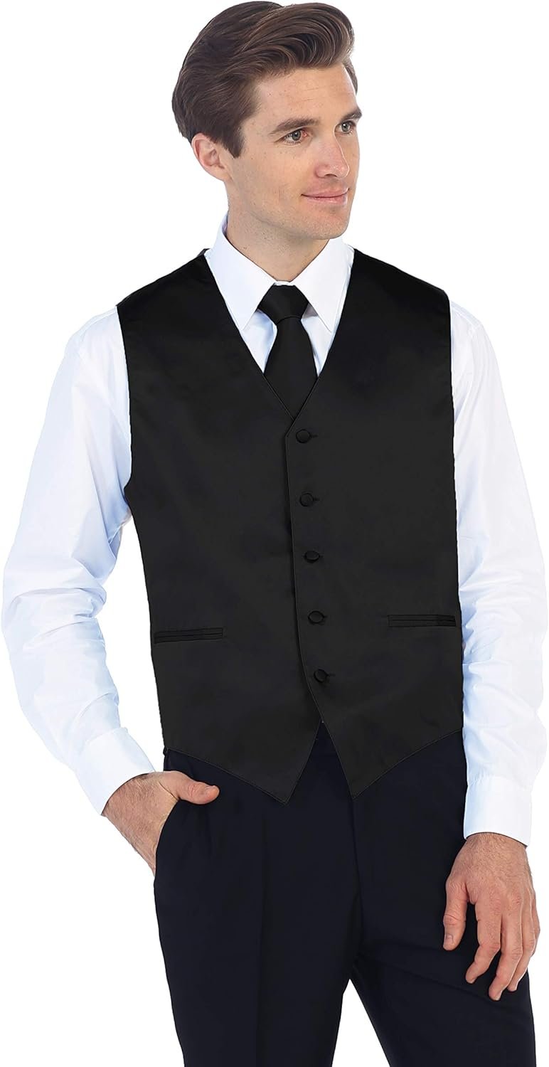 Gioberti Men's Formal 4pc Satin Vest Necktie Bowtie and Pocket Square - Image 3