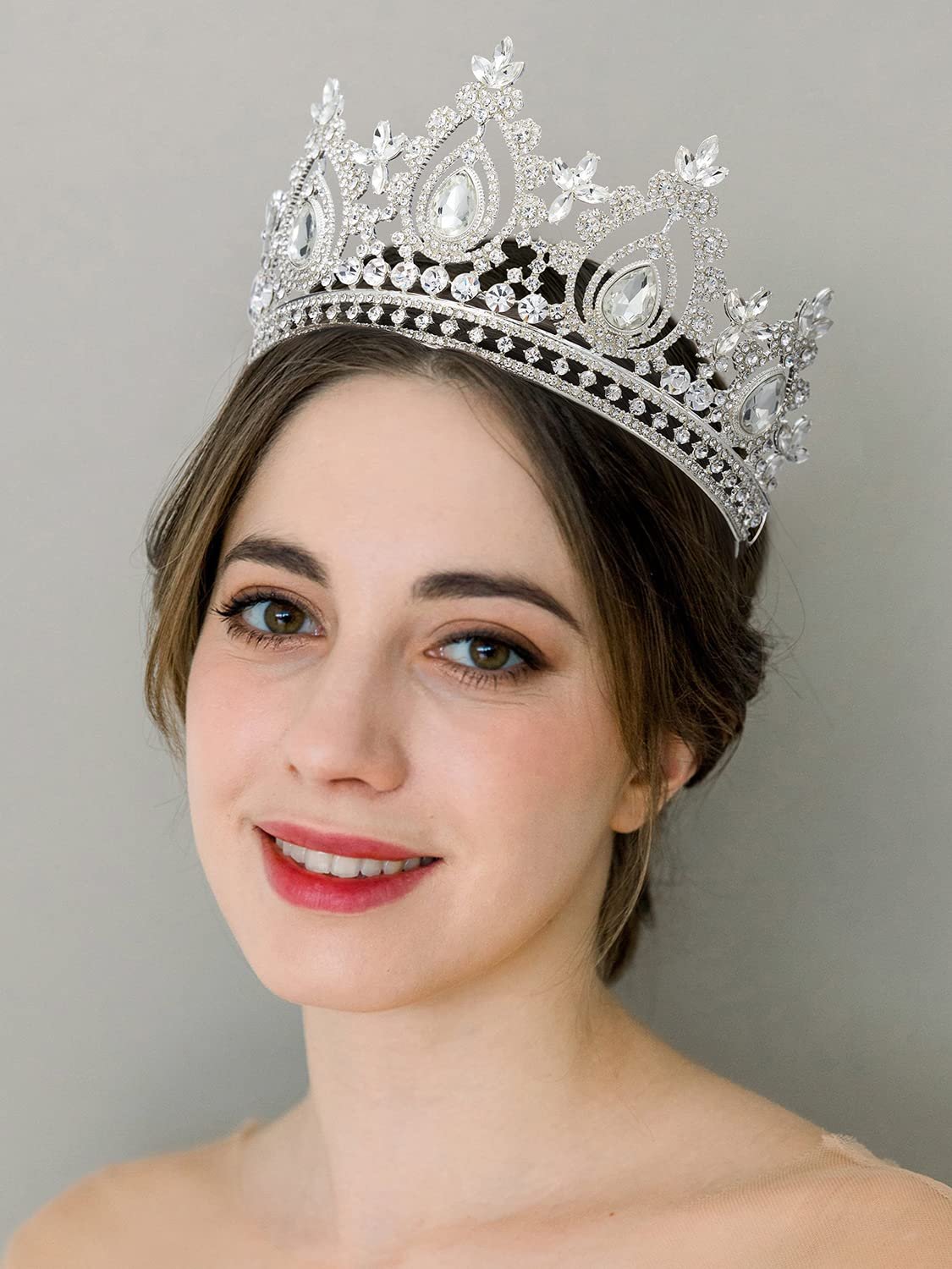 SWEETV Queen Crown for Women,Wedding Tiara for Bride,Princess Tiara,Quinceanera Pageant Crown Diadem,Crystal Headpiece for Birthday Prom,Silver - Image 4