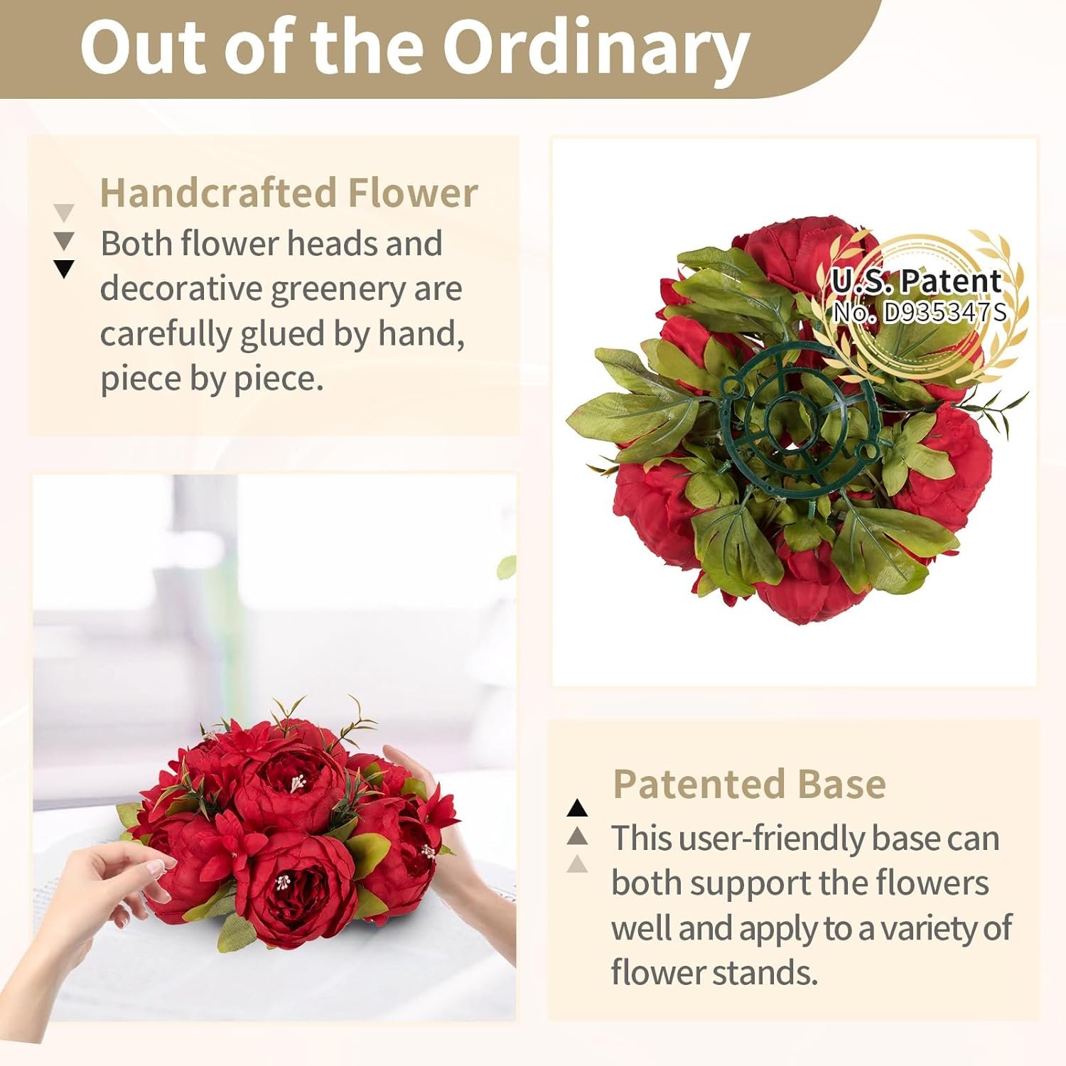 NUPTIO Flower Balls Flowers for Centerpieces: 10 Pcs 9.4 inch Diam Red Artificial Peony Fake Flower Ball Arrangement Bouquet Wedding Centerpieces for Tables Wedding Centerpiece Decorations - Image 5