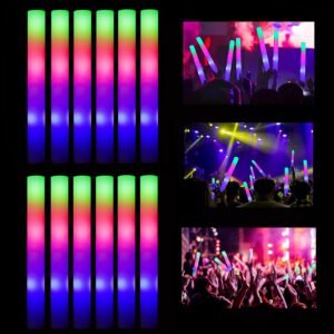 Glow Sticks Bulk, 52 Pcs LED Foam Sticks Light Up Batons Party Favors with 3 Modes Colorful Flashing, Glow in the Dark Party Supplies for Party Wedding Birthday Concert Halloween Christmas