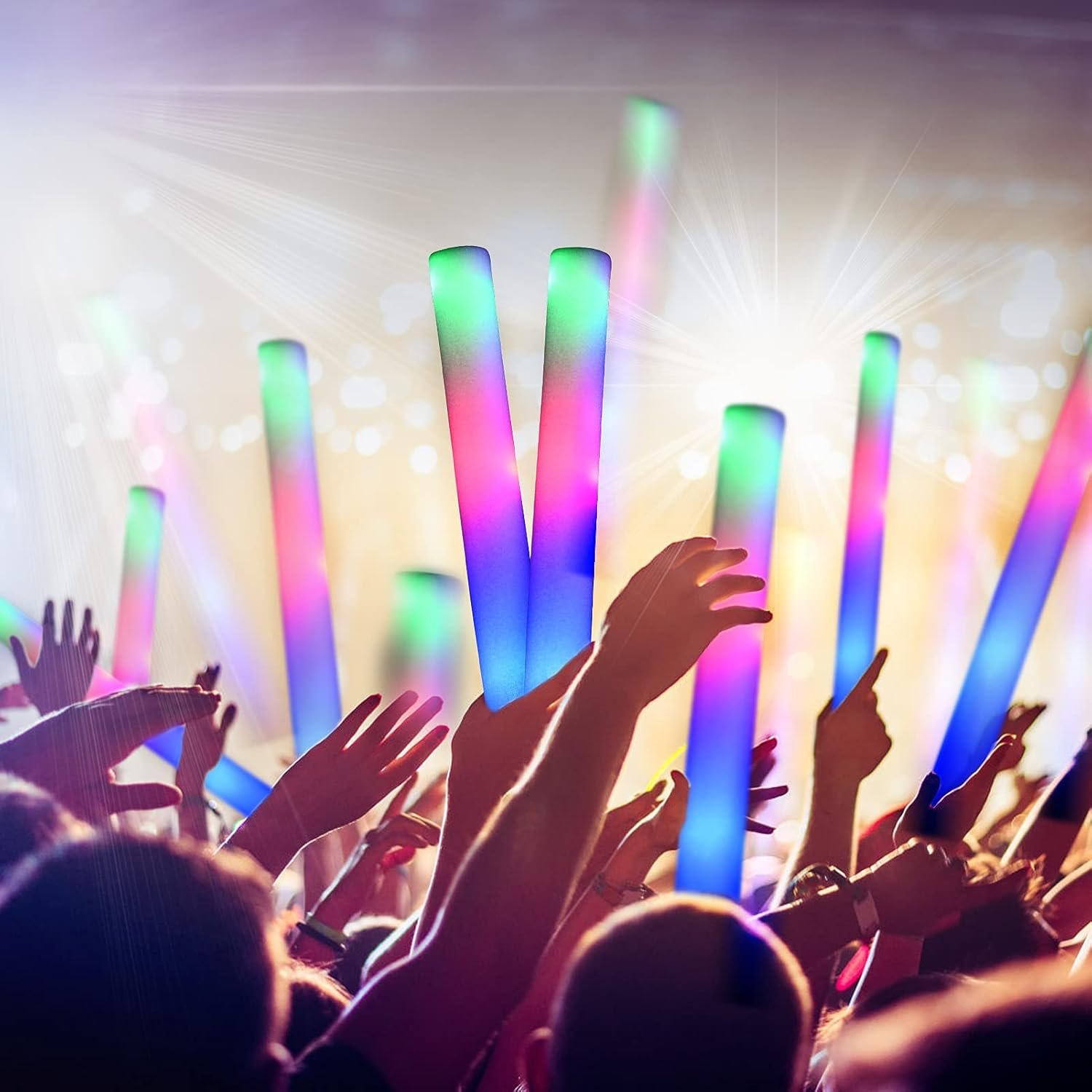 150 Pcs Glow Sticks Bulk-LED Foam Sticks Glow in The Dark Party Supplies,Foam Glow Sticks for Wedding, Party, Concert,Raves, Party Favors Halloween Christmas - Image 2