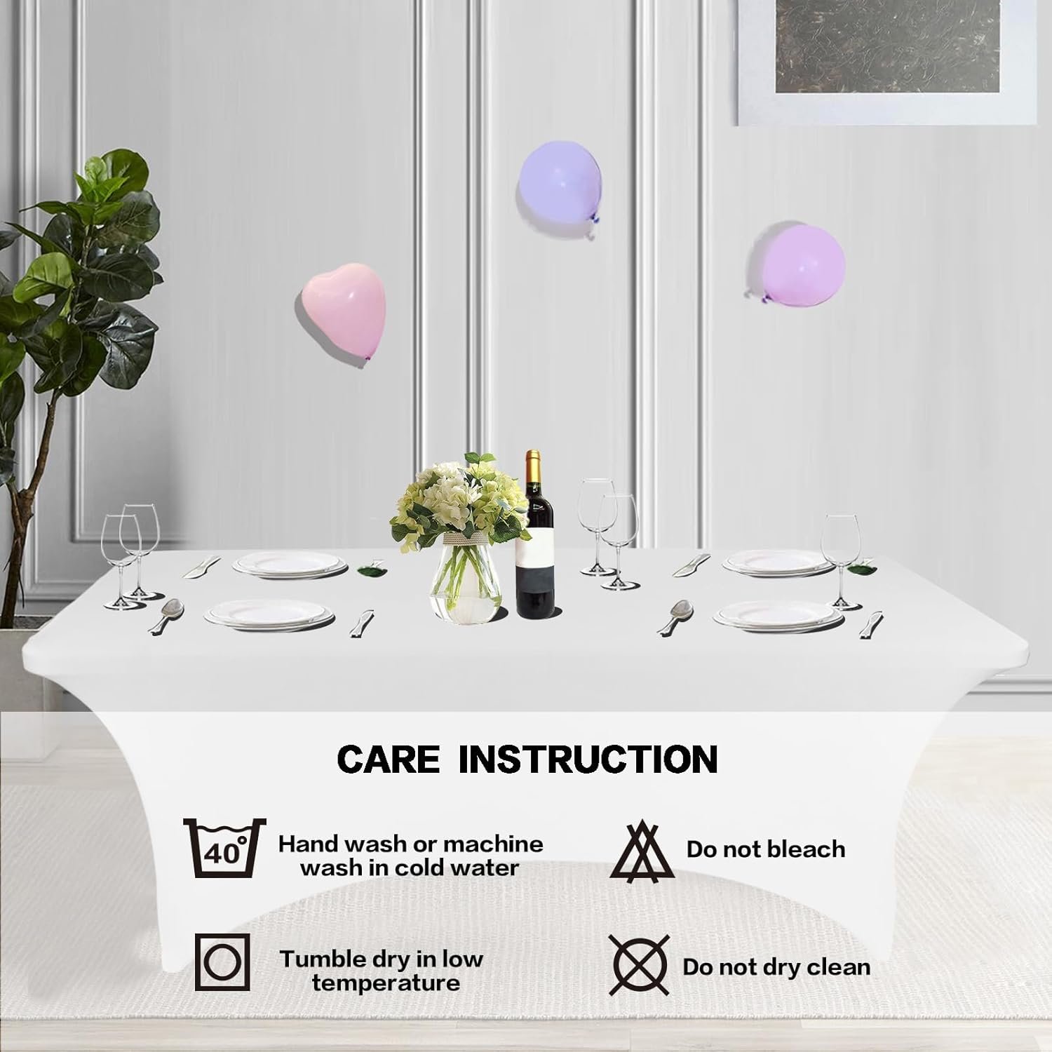 IVAPUPU 2 Pack 6FT Table Cloth for Rectangular Fitted Events Stretch White Table Covers Washable Table Cover Spandex Spring Tablecloth Table Protector for Party, Wedding, Cocktail, Banquet, Festival - Image 5