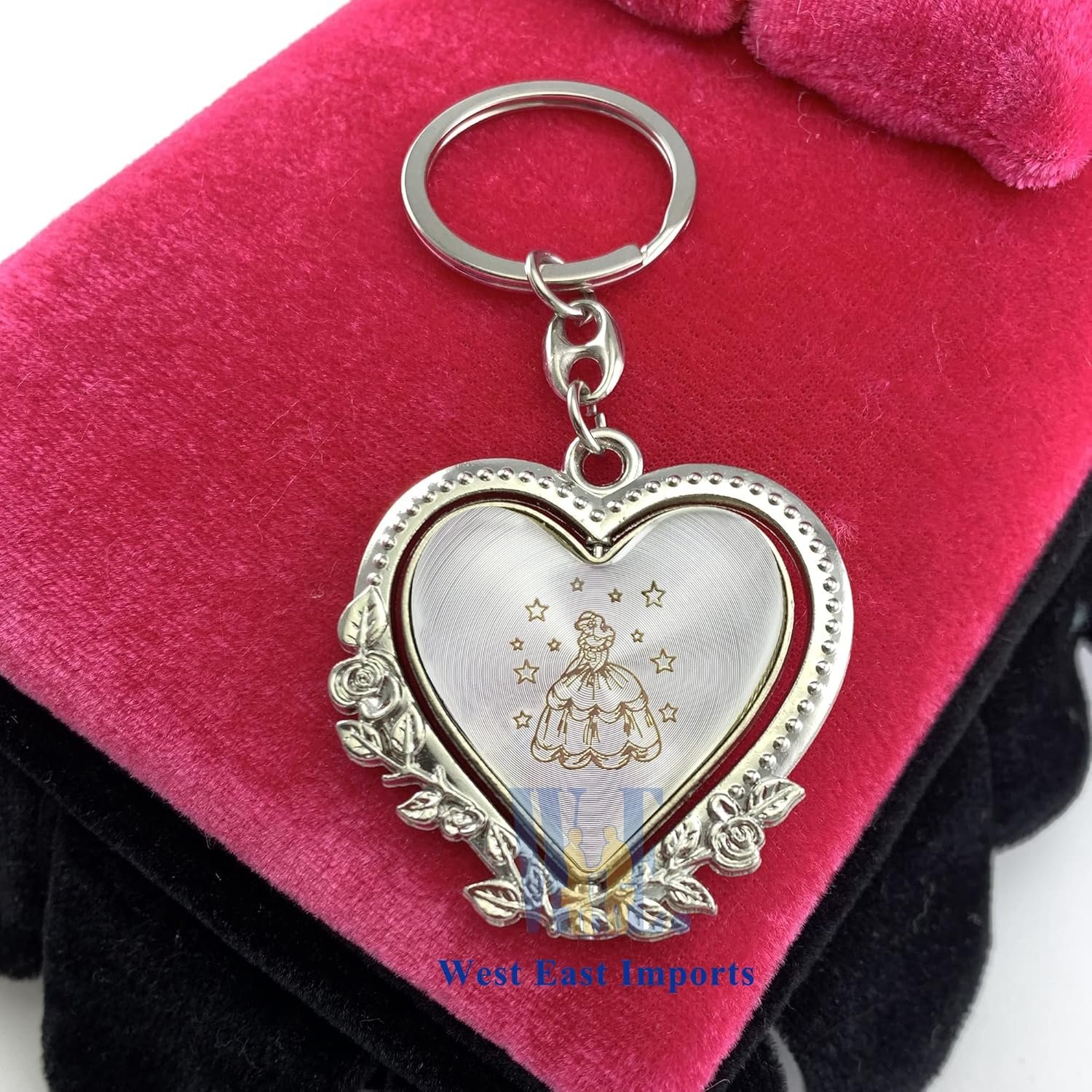 12 pcs Personalized Quinceanera Party Favors Recuerdos para Quinceañera Heart Keychains Sweet 16 Quinceanera (Sil/Gol) - Image 3