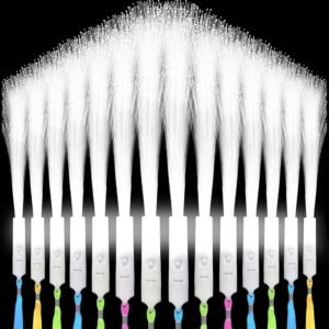 SHQDD100 PCS White Fiber Optic Wands, LED Fiber Wands, Wedding Party Supplies, Glow Fiber Wands Sticks, Flashing LED Wands, Fiber Optic Light Wand Stick for Glow Party, Bar Dj, Halloween and New Year
