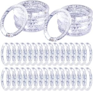 Rtteri 100 Pcs LED Light up Bracelets Bulk Glow Bracelets Party Favors Flashing LED Wristband Glow in the Dark Bracelets for Wedding Birthday Mardi Gras Christmas Carnival Party Supplies (White)