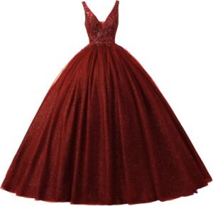 Engerla Women’s Beading Sweetheart Ball Gown Tulle Layed Long Quinceanera Dress