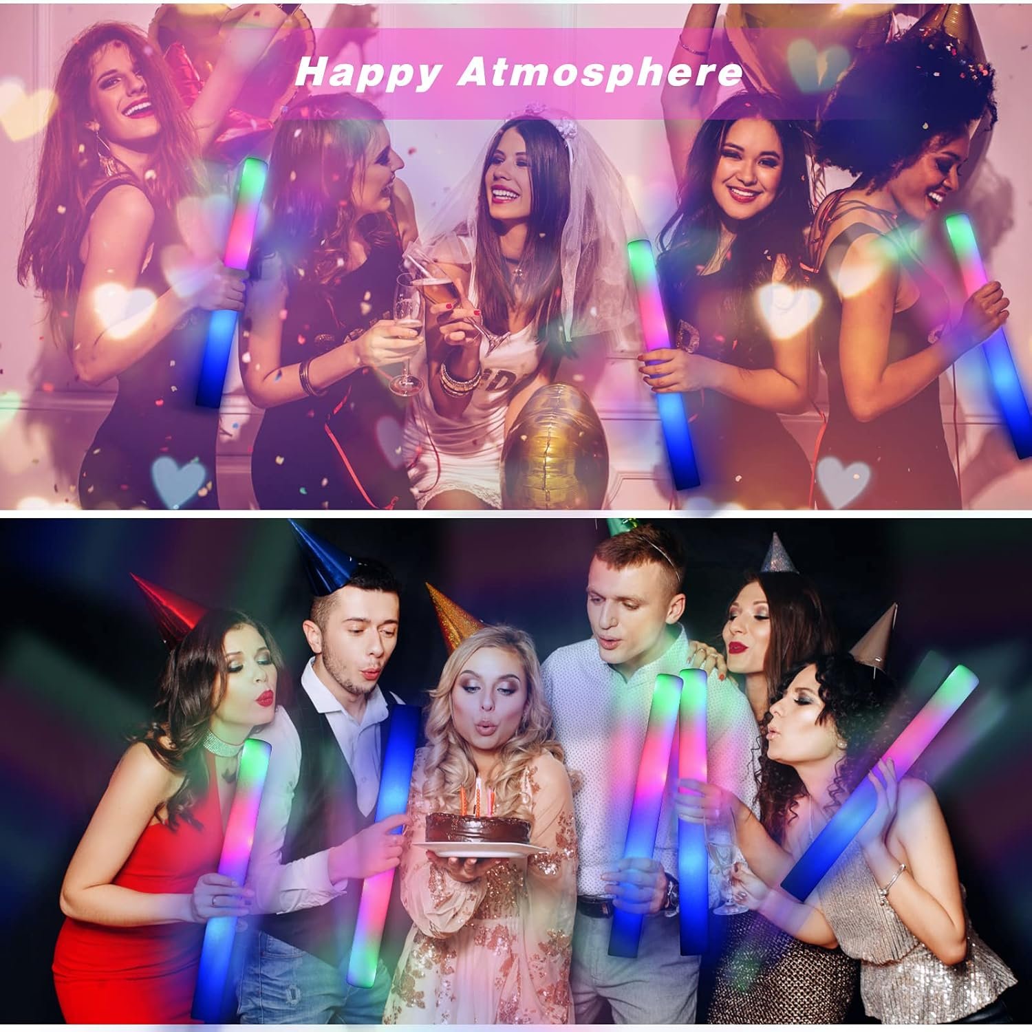 150 Pcs Glow Sticks Bulk-LED Foam Sticks Glow in The Dark Party Supplies,Foam Glow Sticks for Wedding, Party, Concert,Raves, Party Favors Halloween Christmas - Image 4