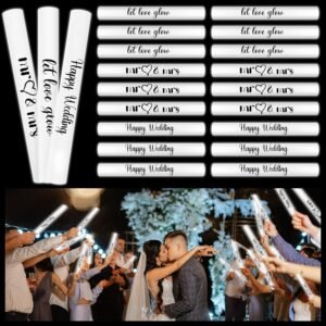 60 Pcs Wedding Glow Sticks LED Foam Sticks Bulk Light up Baton Light Sticks Wedding Party Favors Wedding Dance Floor Props Glow Wands for Wedding Guests Ceremony Reception, 13.6 Inch
